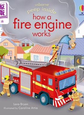 偷偷看里面消防车是怎么工作的Peep Inside how a Fire Engine works 英文原版 儿童纸板书亲子绘本 图画书 进口【中商原版】