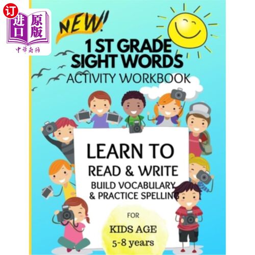 海外直订New 1st Grade Sight Words Activity Book: Learn to Read and Write - Build Vocabul 新的一年级视觉单词活动书：