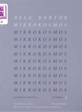 海外直订Bela Bartok - Mikrokosmos Volume 1 (Blue): 153 Progressive Piano Pieces 贝拉·巴托克-《宇宙》第1卷(蓝色):153