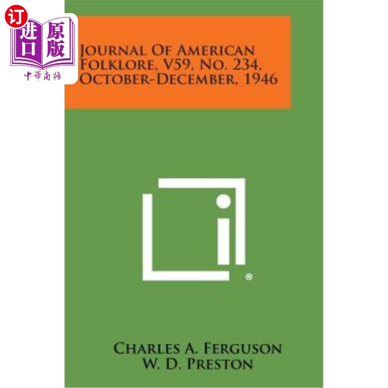 海外直订Journal of American Folklore, V59, No. 234, October-December, 1946 《美国民俗学杂志》，第59卷，第234期，194