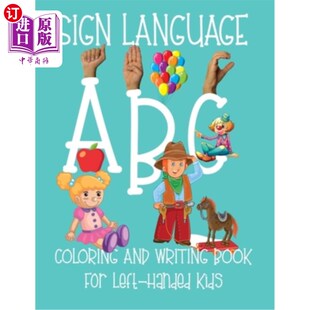 Book Handed Sign Coloring Fingerspelling 专为左撇子儿童设计 海外直订ABC ASL For Language Kids Left ABC手语