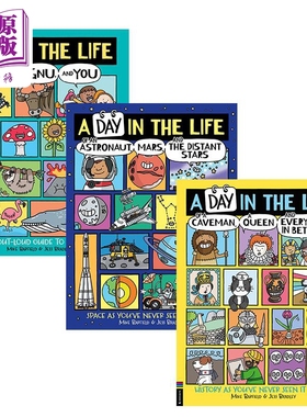 地球上的爆笑生活历史英文原版 幽默科普绘本3册套装 Mike Barfield A Day in the Life of 儿童知识图画书【中商原版】