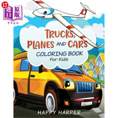 海外直订Trucks, Planes and Cars Coloring 卡车、飞机和汽车