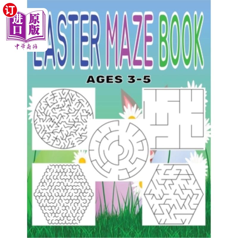 海外直订Easter Maze Book: Mazes for Kids Ages 3-5 复活节迷宫书：适合3-5岁儿童的迷宫