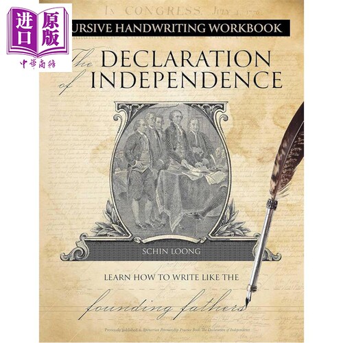 英语手写斯宾塞体练习册 以 独立宣言 为范本 Cursive Handwriting Workbook 英文原版 Schin Loong【中商原版】