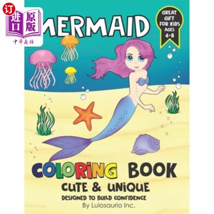 book Unique 海外直订Mermaid Gift 美人鱼着色书 Great Cute confidence. build 可爱和独特 Designed coloring