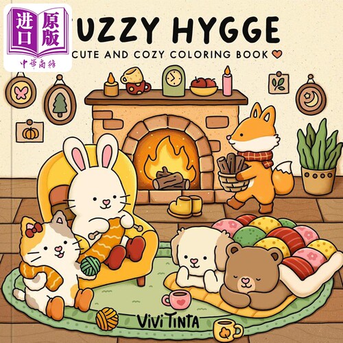 毛绒Hygge涂色书 可爱又治愈的温馨涂色书 Fuzzy Hygge Coloring Book 英文原版 Vivi Tinta【中商原版】