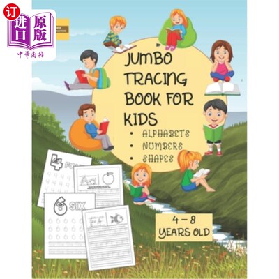 海外直订Jumbo Tracing Book For Kids ( Alphabet, Numbers and Shapes): More than 100 Traci 巨型儿童描记书(字母，数字