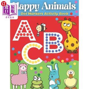 圆点标记活动书快乐 Book ABC Dot Animals Activity Happy 动物 海外直订Dot Coloring Markers