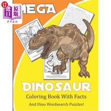 海外直订Dinosaur Coloring Book With Facts: Prehistoric Wordsearch Activity Book For Kids 恐龙填色书与事实:史前文字