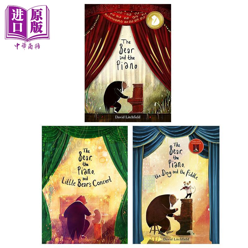 David Litchfield 熊和钢琴系列英文原版绘本3册 Bear and the Piano 狗狗The Dog 小熊熊Little Bears Concert【中商原版】