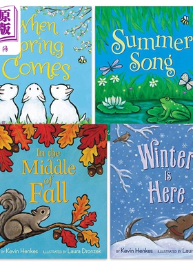 Kevin Henkes 四季系列儿童绘本4册套装 春天来临时Spring 夏日颂歌Summer 秋风中Fall 冬天到了Winter 英文原版【中商原版】