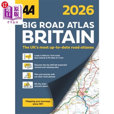 海外直订AA Big Road Atlas Britain 2026 AA大道路地图集英国2026