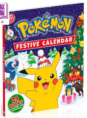 宝可梦新年倒数书 Pokemon Festive Calendar 英文原版 活动与玩具书 神奇宝贝故事书 儿童绘本故事 进口图书 5-7岁【中商原版】