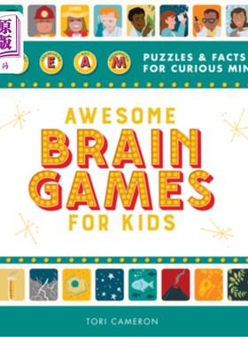 海外直订Awesome Brain Games for Kids: Steam Puzzles and Facts for Curious Minds 为孩子们准备的很棒的大脑游戏：为好