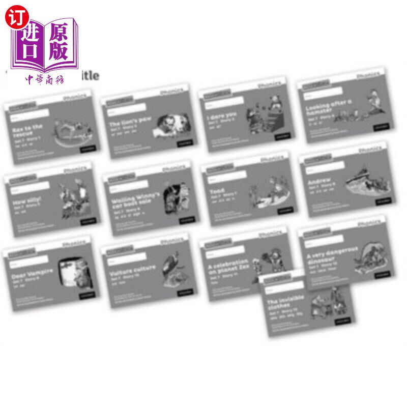 海外直订Read Write Inc. Phonics: Grey Set 7 Core Black &... Read Write公司自然拼读:灰套7核心黑白故事书(每包130本)
