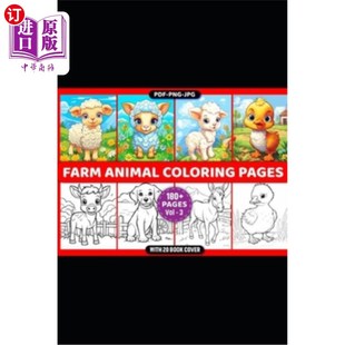 海外直订Cute Farm Animal Coloring Pages 可爱的农场动物着色页面