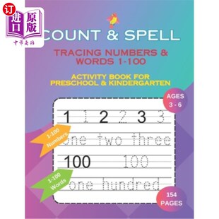 Words 追踪数字和单词1 Ages for Numbers Preschool 100 Kindergarten 海外直订Tracing Activity and Book