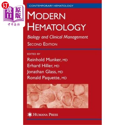 海外直订医药图书Modern Hematology: Biology and Clinical Management 现代血液学:生物学与临床管理