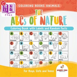 ABCs Coloring Books The Random 带有标签和随机 海外直订Coloring and Animals. with Book Nature 给动物涂色 Labels