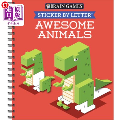 海外直订Brain Games - Sticker by Letter: Awesome Animals (Sticker Puzzles - Kids Activit 大脑游戏-信贴:令人敬畏的动
