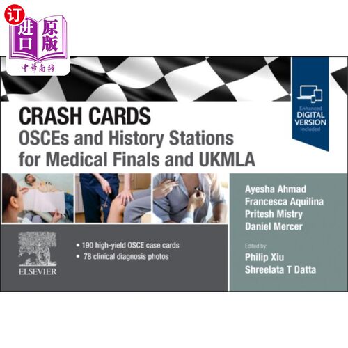 海外直订医药图书Crash Cards: OSCEs and History Stations for Medi... 崩溃卡片:为医学决赛和UKMLA的oses和历史站
