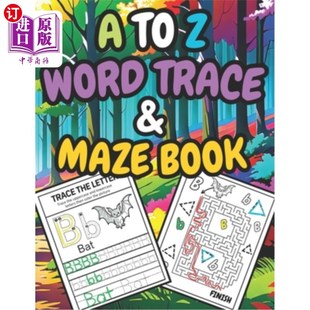 适合4 Trace Activity For Maze Ages 动物A到Z单 8岁儿童 Kids Word ABC Book 海外直订Animal