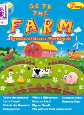 海外直订Go to the Farm: basic activity Workbooks for Preschool ages 3-5 and Math Activit 去农场：3-5岁学龄前儿童的
