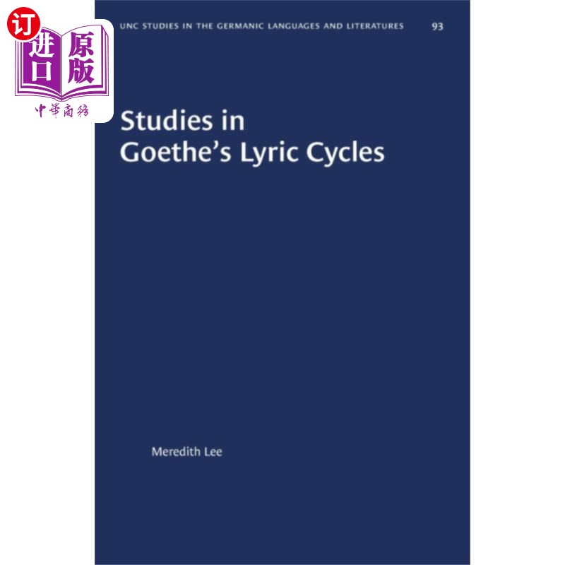 海外直订Studies in Goethe's Lyric Cycles 歌德《抒情循环》研究