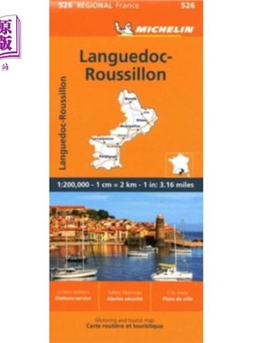 海外直订Languedoc-Roussillon - Michelin Regional Map 526 朗格多克-鲁西永-米其林地区地图526