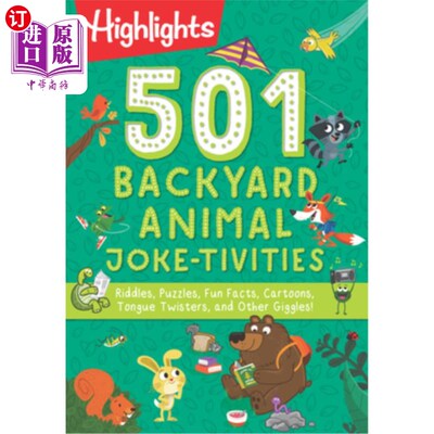 海外直订501 Backyard Animal Joke-Tivities: Riddles, Puzzles, Fun Facts, Cartoons, Tongue 501后院动物笑话活动:谜语，