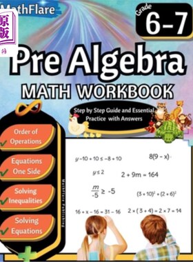 海外直订Pre Algebra Workbook 6th and 7th Grade: Pre Algebra Workbook Grade 6-7, Order of 六、七年级：六、七年级：六