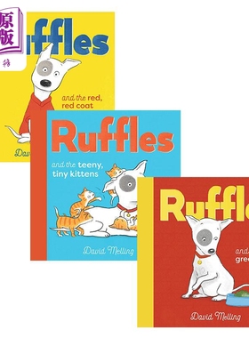 David Melling 莱弗系列3册套装 Ruffles 莱弗和红外套 小猫咪 绿色蔬菜 英文原版 进口图书 儿童绘本 故事图画书【中商原版?