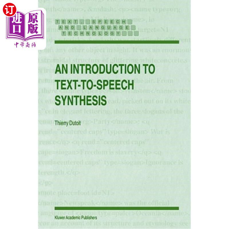 海外直订An Introduction to Text-To-Speech Synthesis 语篇合成导论
