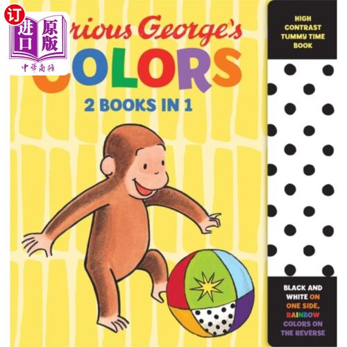 海外直订Curious George's Colors: High Contrast Tummy Tim... 好奇乔治的颜色:高对比度腹部时间书