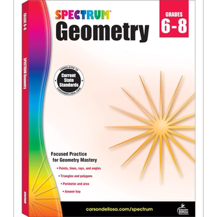 光谱练习册 几何 Spectrum Geometry 英文原版 进口图书 中学教辅参考书 Carson Dellosa Education 6-8年级【中商原版】