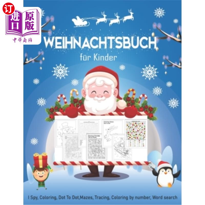 海外直订Weihnachtsbuch für Kinder: Ein lustiges Kinderarbeitsbuch-Spiel zum Lernen, ich给孩子们的圣诞书:一个给他