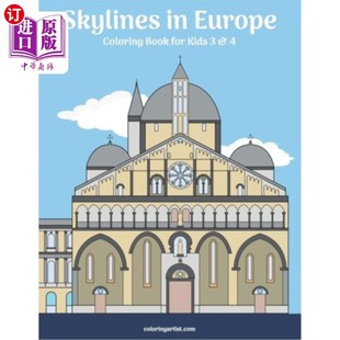Coloring Book Europe Kids 海外直订Skylines for