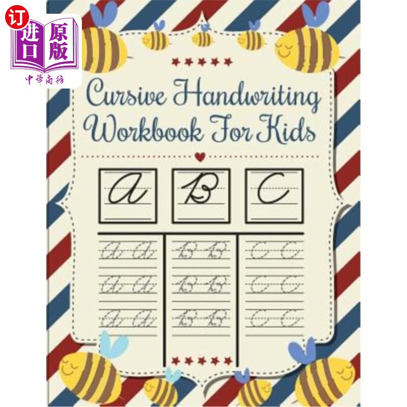 海外直订Cursive handwriting workbook for kids: workbook cursive, k workbook age 5, cursi 儿童草书练习册：草书练习册