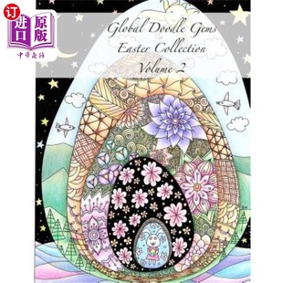 Coloring 全球涂鸦宝石复活节系列第2 Easter The Volume Gems Collection Book...an 海外直订Global Ultimate Doodle