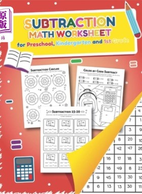 海外直订Subtraction Math Worksheet for Preschool, Kindergarten and 1st grade: Over 20 Fu 减法数学工作表学龄前，幼儿