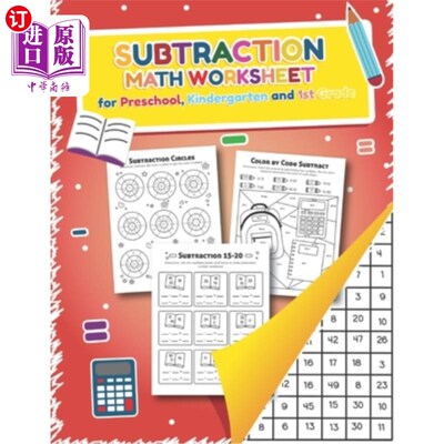 海外直订Subtraction Math Worksheet for Preschool, Kindergarten and 1st grade: Over 20 Fu 减法数学工作表学龄前，幼儿