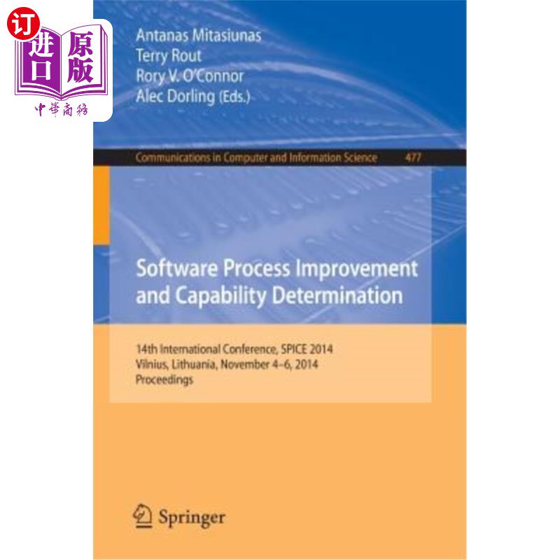 海外直订Software Process Improvement and Capability Determination: 14th International Co 软件过程改进和能力确定：第