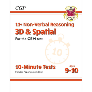 现货 英国CGP New 11+ CEM 10 Minute Tests: Non Verbal Reasoning 3D & Spatial Ages 9-10 with Online Edition【中商原版】