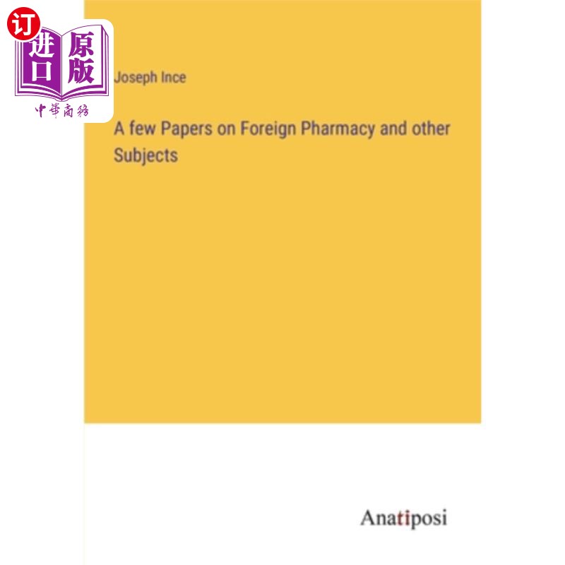 海外直订A few Papers on Foreign Pharmacy and other Subjects 国外药学及其他学科论文几篇
