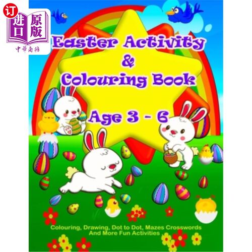 海外直订Easter Activity And Colouring Book Age 3 - 6: Fun Easter Learning Activity Book  复活节活动及涂色书3