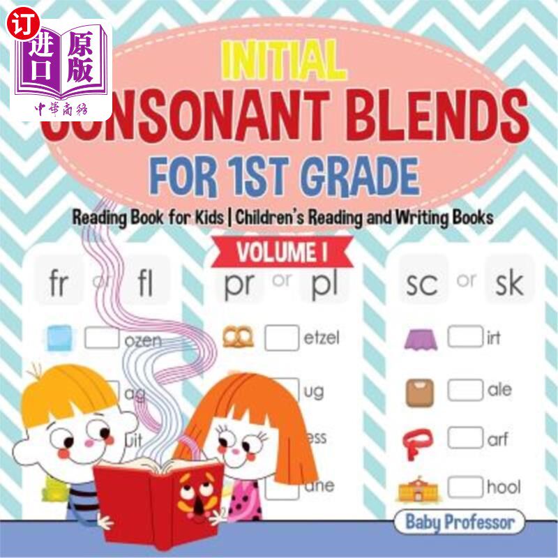 海外直订Initial Consonant Blends for 1st Grade Volume I - Reading Book for Kids Children 一年级第一册-儿童读物-儿童