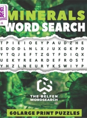 海外直订Minerals Word Search 60 Large Print Puzzles: For People Interested By Gemstones, 矿物词搜索60个大型印刷谜题