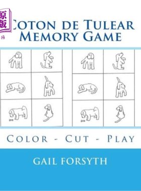 海外直订Coton de Tulear Memory Game: Color - Cut - Play 科顿·德·图莱尔记忆游戏：色彩切割游戏