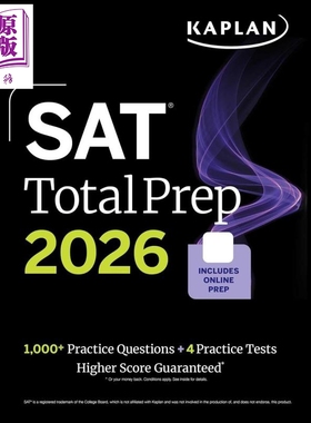新版卡普兰2026年SAT考试全能备考 4套全真模拟测试 1100+练习题+在线测验 视频课程及教程 SAT Total Prep 2026【中商原版】